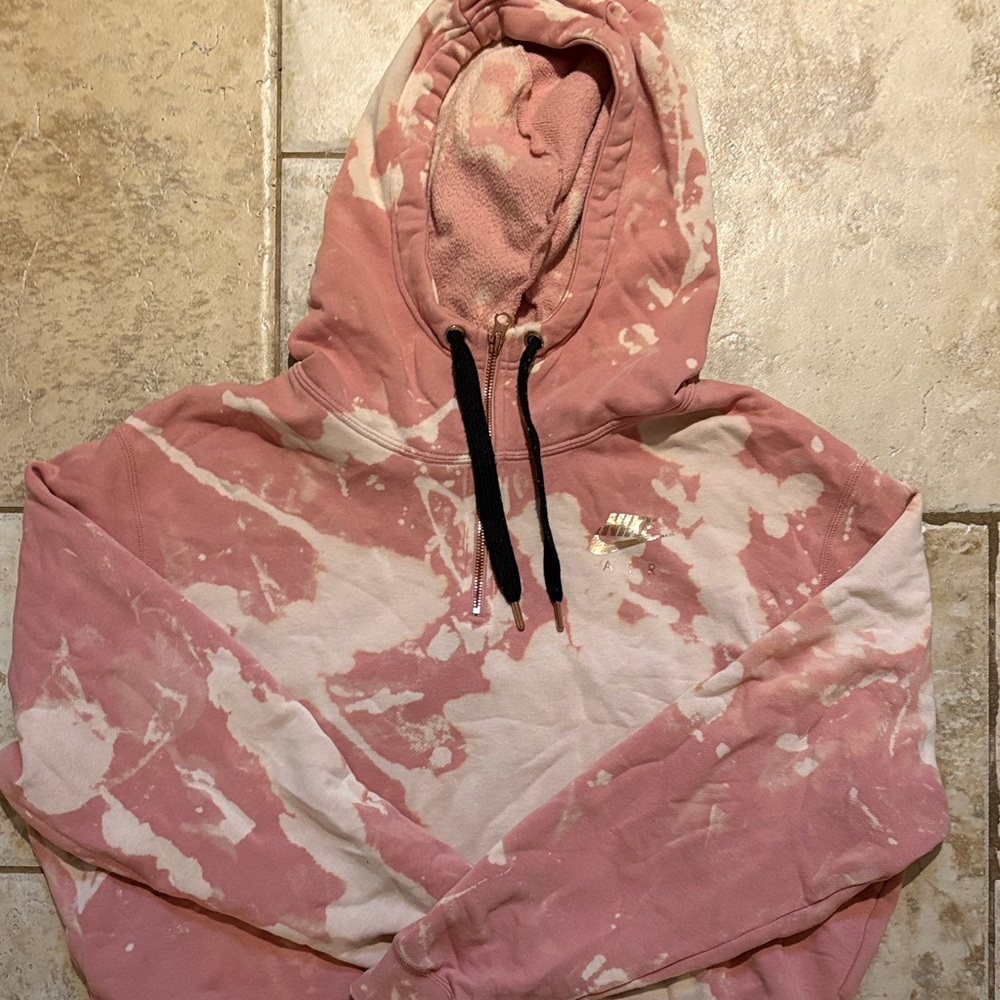 Pink and White Tie-Dye Nike Hoodie